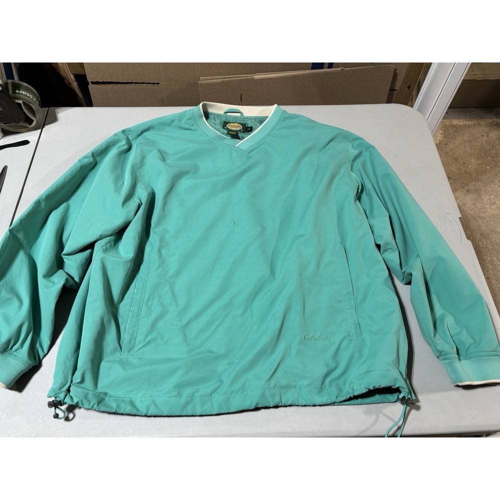 Cabela's Long Sleeve Teal / Aqua Windbreaker Pullover Jacket Women's XL